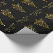 Black Gold Elegant Chic-kerstboomsterren Cadeaupapier (Hoek)
