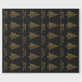 Black Gold Elegant Chic-kerstboomsterren Cadeaupapier (Vlak)