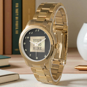 Black Gold Elegant Classic Business Logo Horloge