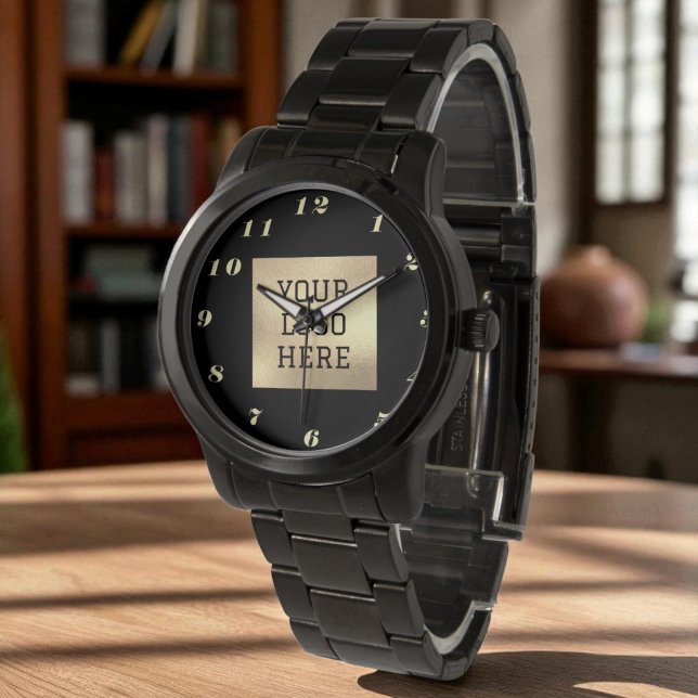 Black Gold Elegant Classic Business Logo Horloge (Creator heeft geüpload)