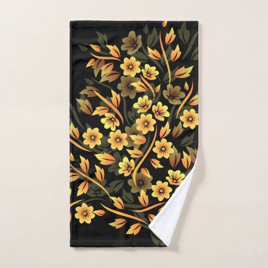 Black Gold Elegant Floral Handdoek (Handdoek)