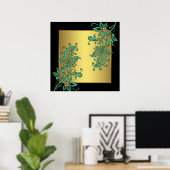 Black Gold Elegant Floral Wall Art afdrukken Poster (Thuiskantoor)