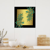 Black Gold Elegant Floral Wall Art afdrukken Poster (Keuken)