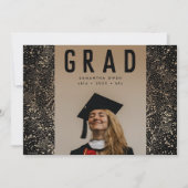 Black Gold Elegant Folie Botanische Afstudeerder F Aankondiging (Voorkant)