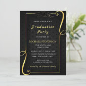 Black Gold Elegant Framed Afstudeerder Party Invit (Staand voorkant)
