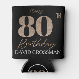 Black & Gold Elegant Glitter 80th Birthday  Blikjeskoeler