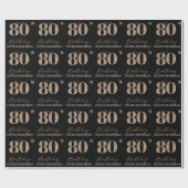 Black & Gold Elegant Glitter 80th Birthday Cadeaupapier (Vlak)