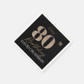 Black & Gold Elegant Glitter 80th Birthday  Servet (Hoek)