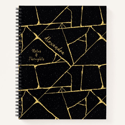 Black Gold Elegant Kintsugi Pottery Japanse kunst Notitieboek (Voorkant)