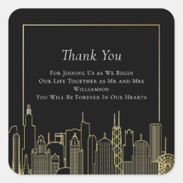 Black Gold Elegant Las Vegas Destination Wedding Vierkante Sticker
