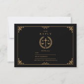 Black Gold Elegant Law School Afstuderen RSVP Kaartje (Voorkant)