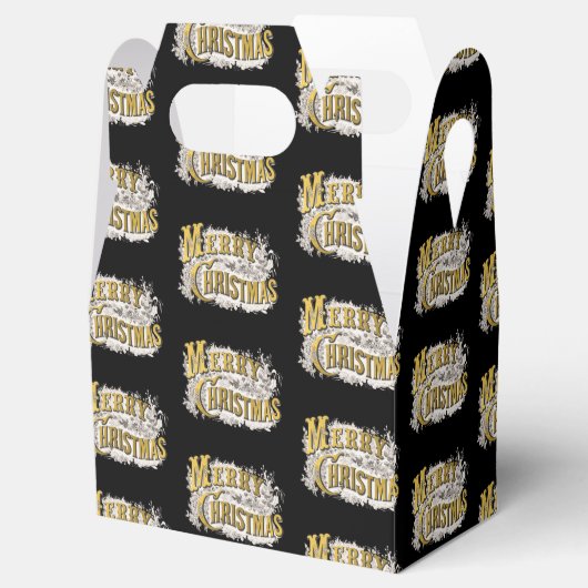 Black Gold Elegant Merry-kerstreces  Bedankdoosjes (Geopend)