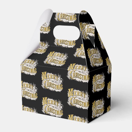 Black Gold Elegant Merry-kerstreces  Bedankdoosjes (Voorkant Zijde)