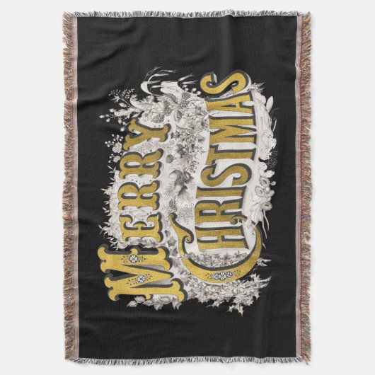 Black Gold Elegant Merry-kerstreces  Deken (Voorkant Verticaal)