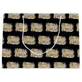 Black Gold Elegant Merry-kerstreces  Groot Cadeauzakje (Voorkant)