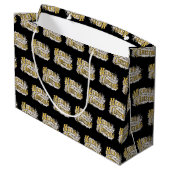 Black Gold Elegant Merry-kerstreces  Groot Cadeauzakje (Achterkant Gekanteld)