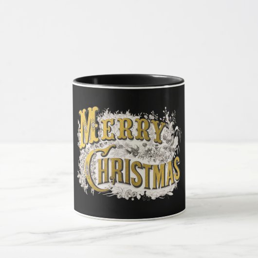 Black Gold Elegant Merry-kerstreces  Mok (Midden)