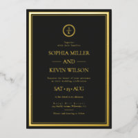 Black Gold Elegant Modern Monogrammed Wedding