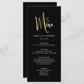 Black Gold Elegant Modern Simple Wedding Menu (Voorkant / Achterkant)