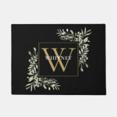 Black Gold Elegant Monogram Greenery Deurmat (Voorkant)