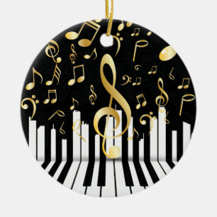 Black Gold Elegant Music Note piano-toetsen Keramisch Ornament