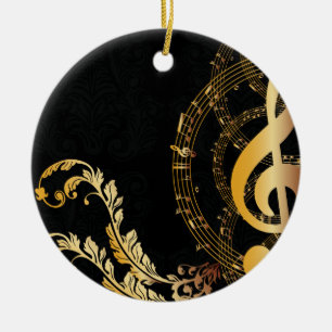Black Gold Elegant muzieknoot Keramisch Ornament