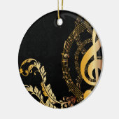 Black Gold Elegant muzieknoot Keramisch Ornament (Links)