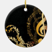Black Gold Elegant muzieknoot Keramisch Ornament (Achterkant)