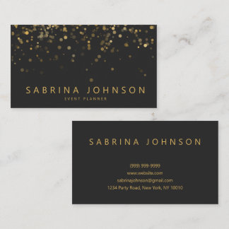 Black Gold Elegant Party Planner Business Card Visitekaartje