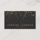 Black Gold Elegant Party Planner Business Card Visitekaartje (Voorkant)