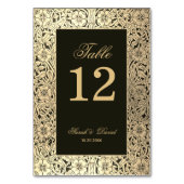 Black Gold Elegant Script Floral Wedding Kaart (Achterkant)