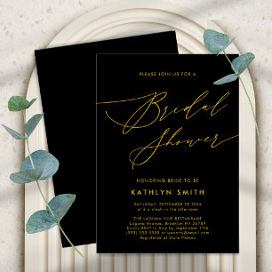 Black Gold Elegant Script Modern Vrijgezellenfeest Kaart
