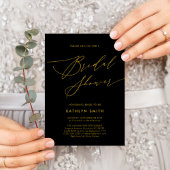 Black Gold Elegant Script Modern Vrijgezellenfeest Uitnodiging Briefkaart