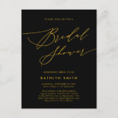 Black Gold Elegant Script Modern Vrijgezellenfeest Uitnodiging Briefkaart (Voorkant)