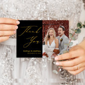 Black Gold Elegant Script Modern Weddenschap Harte Briefkaart