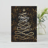 Black Gold Elegant Simple Moderne kerstparty Kaart (Staand voorkant)