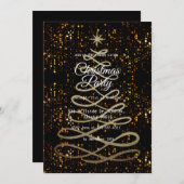 Black Gold Elegant Simple Moderne kerstparty Kaart (Voorkant / Achterkant)