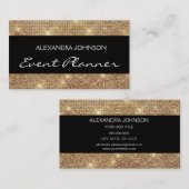 Black Gold Elegant Sparkly Even Planner Visitekaartje (Voorkant / Achterkant)