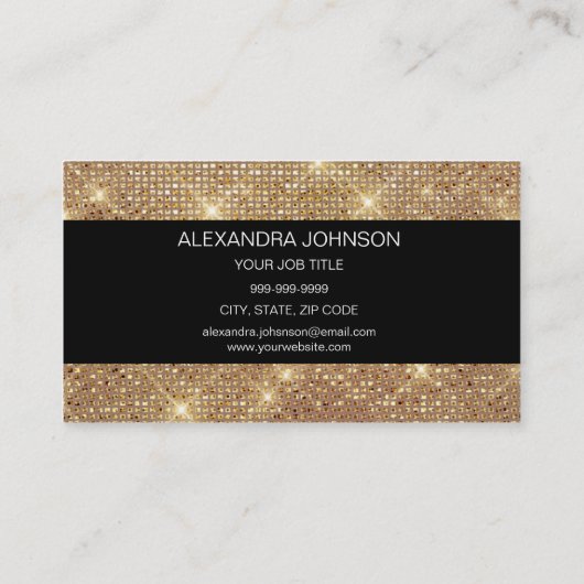 Black Gold Elegant Sparkly Even Planner Visitekaartje (Achterkant)