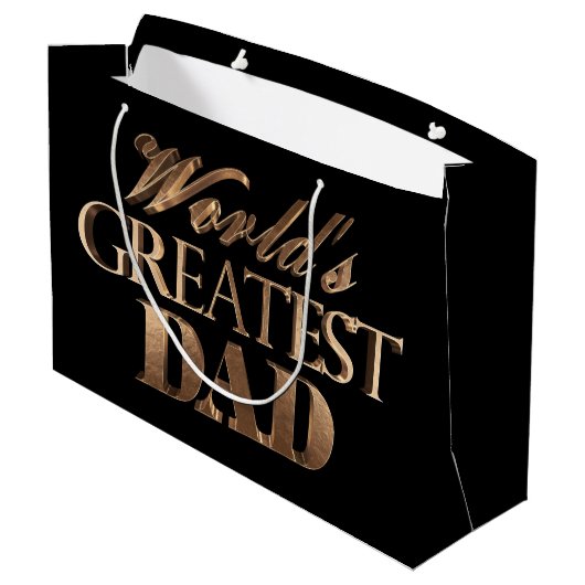 Black Gold Elegant Typography Worlets Greatest Dad Large Cadeautasje (Achterkant Gekanteld)