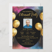 Black Gold Elegant Uitnodiging voor Pensioenfeest (Voorkant)