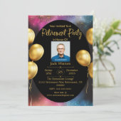 Black Gold Elegant Uitnodiging voor Pensioenfeest (Staand voorkant)