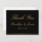 Black Gold Elegant Wedding Hartelijk dank Briefkaa Briefkaart (Voorkant / Achterkant)