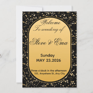 Black & Gold Elegant Wedding Invitation | Luxury R Kaart