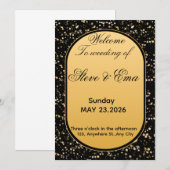 Black & Gold Elegant Wedding Invitation | Luxury R Kaart (Voorkant / Achterkant)