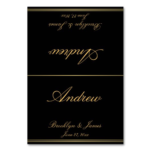 Black Gold Elegant Wedding Place Kaarten Kaarten (Voorkant)