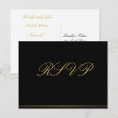 Black Gold Elegant Wedding RSVP Briefkaarten (Voorkant / Achterkant)