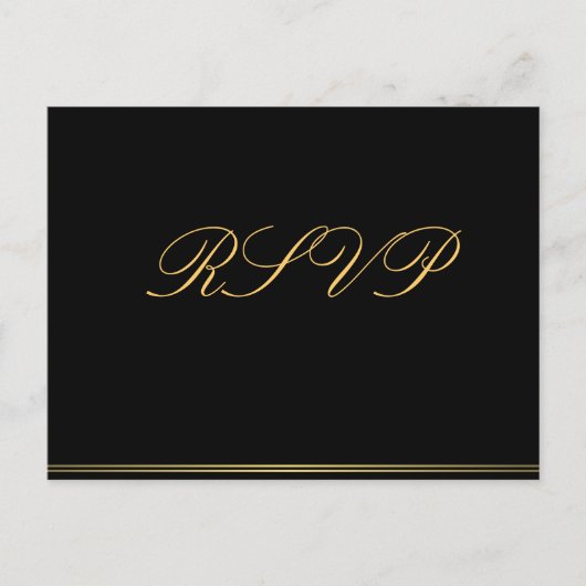 Black Gold Elegant Wedding RSVP Briefkaarten (Voorkant)