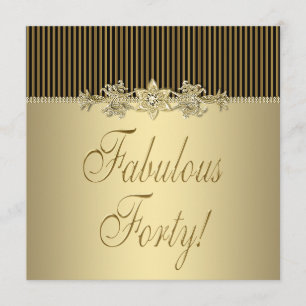 Black Gold Elegant Womans 40e verjaardag Kaart