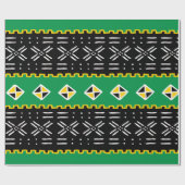 Black Gold en Green Tribal Pattern Cadeaupapier (Vlak)